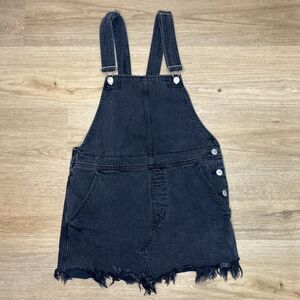 Free People Torn Up Jumper Black Gray Overall Mini Skirt Distressed Woman’s 2